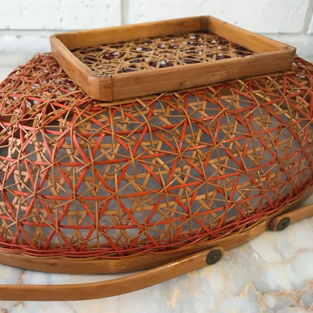 Handcrafted Orange & Brown Danty Oval Woven Basket